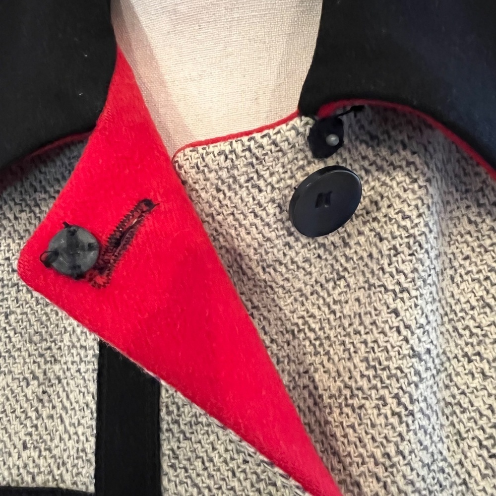 Women's Vintage Spencer Reid Wool Blend Coat, Cream, Red & Black, Size 8 - Picture 6 of 14